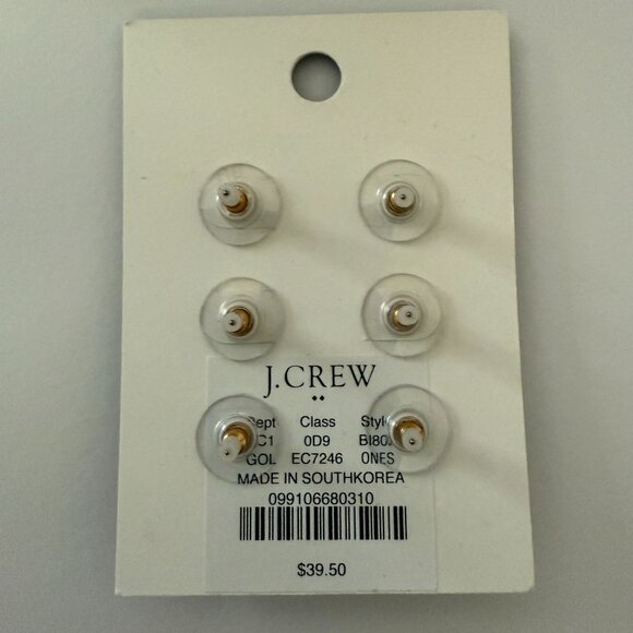 NOC J.Crew Gold-Tone Hypoallergenic Shell Cowrie & Starfish Earrings Set Of 3 - Picture 3 of 3